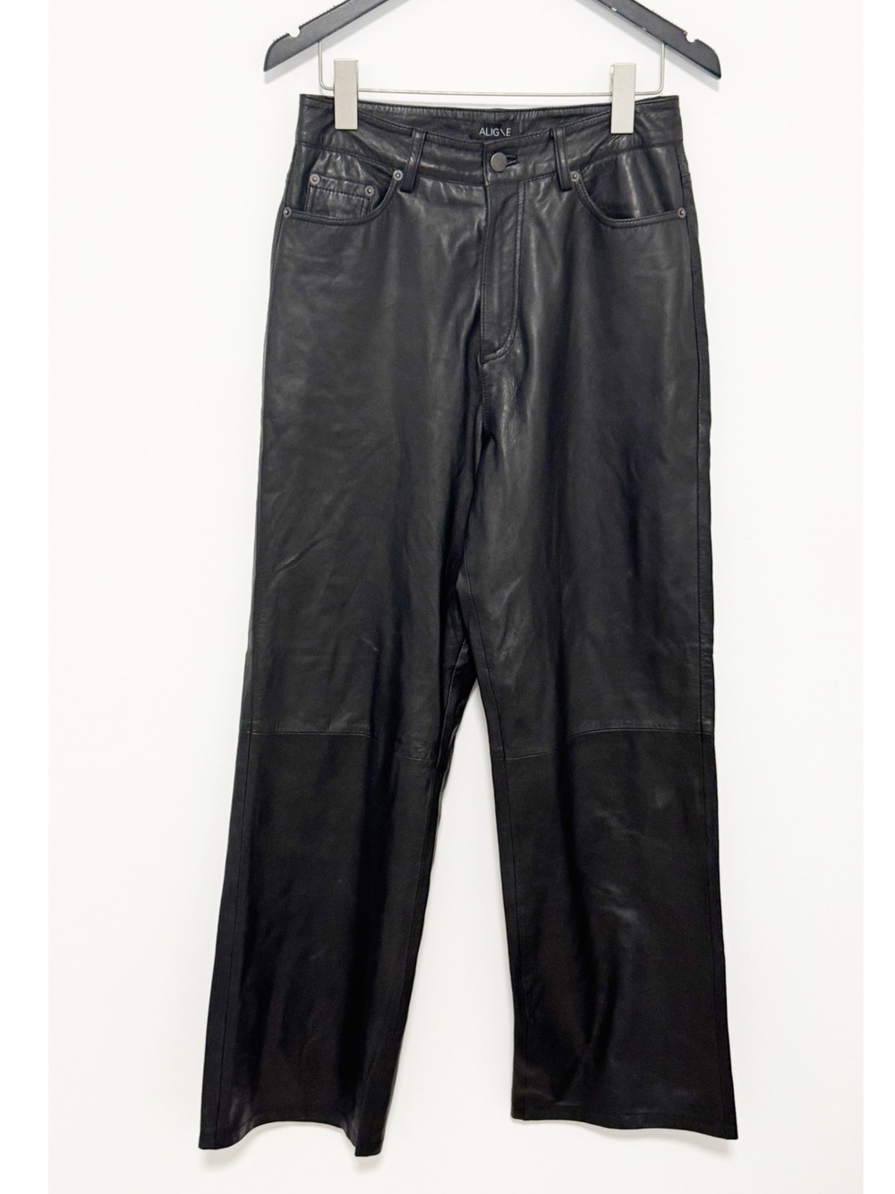 Aligne Gellar Black Leather Wide Leg pants trousers size 6 - Picture 2 of 6